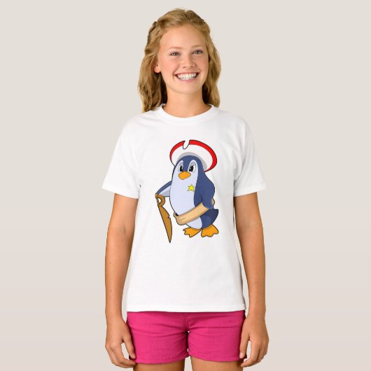 Pinguïn als piraat met Pet T-shirt (Voorkant volledig)