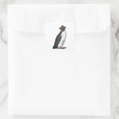 Pinguïn als piraat met Pet Vierkante Sticker (Tas)