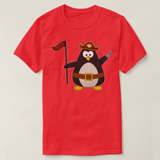 Pinguïn als Pirate met Pirate belt Pirate pet T-shirt (Design voorkant)
