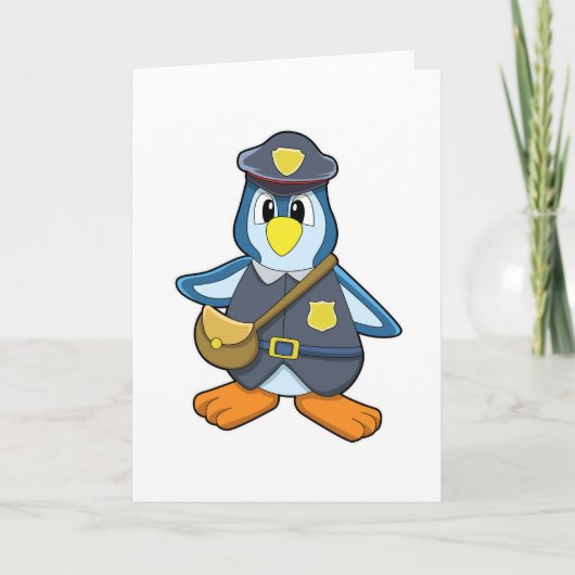 Pinguïn als politieagente met handtas kaart (Voorkant)
