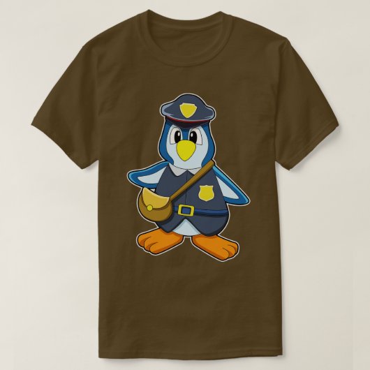 Pinguïn als politieman met handtas t-shirt (Design voorkant)