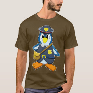 Pinguïn als politieman met handtas t-shirt