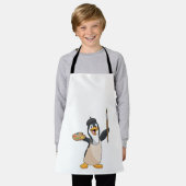 Pinguïn als schilder met penseel en kleur verf schort (Gedragen)