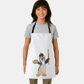 Pinguïn als schilder met penseel en kleur verf schort (Insitu)