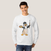 Pinguïn als schilder met penseel en kleur verf t-shirt (Voorkant volledig)