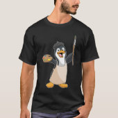 Pinguïn als schilder met penseel en kleur verf t-shirt (Voorkant)