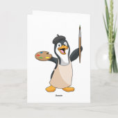 Pinguïn als Schilder met verfkwast en kleur Kaart (Achterkant)