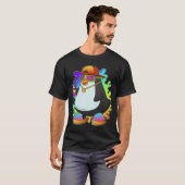 Pinguïn als schilder met verstuiving t-shirt (Voorkant volledig)