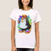 Pinguïn als schilder met verstuiving t-shirt (Voorkant)