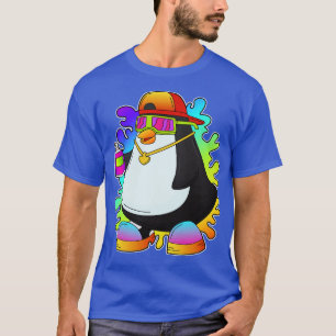 Pinguïn als schilder met verstuiving t-shirt