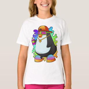 Pinguïn als schilder met verstuiving t-shirt