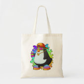 Pinguïn als schilder met verstuiving tote bag (Voorkant)
