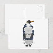 Pinguïn als secretaris met stapel papier briefkaart (Voorkant / Achterkant)