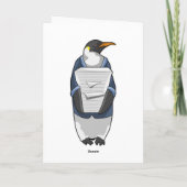 Pinguïn als secretaris met stapel papier kaart (Achterkant)
