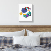 Pinguïn als Skater met skateboard Canvas Afdruk (Insitu (Slaapkamer))