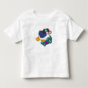 Pinguïn als Skater met skateboard Kinder Shirts