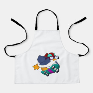 Pinguïn als Skater met skateboard Schort