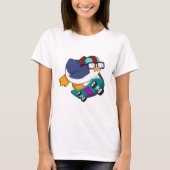 Pinguïn als Skater met skateboard T-shirt (Voorkant)