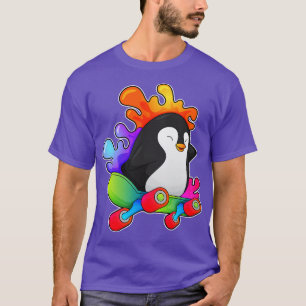 Pinguïn als Skater met skateboard T-shirt
