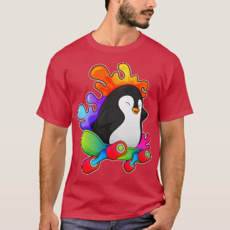 Pinguïn als Skater met skateboard T-shirt