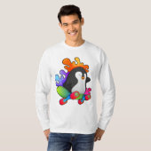 Pinguïn als Skater met skateboard T-shirt (Voorkant volledig)