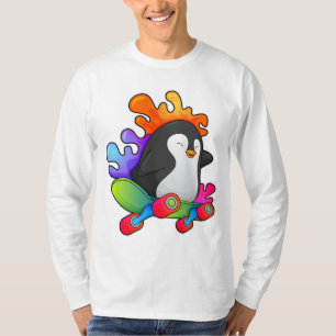 Pinguïn als Skater met skateboard T-shirt