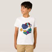 Pinguïn als Skater met skateboard T-shirt (Voorkant volledig)
