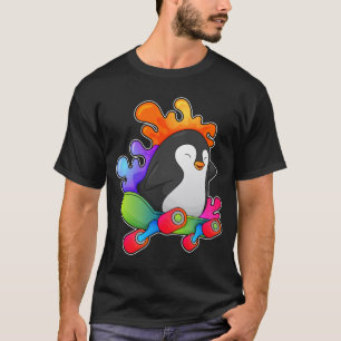 Pinguïn als Skater met skateboard T-shirt