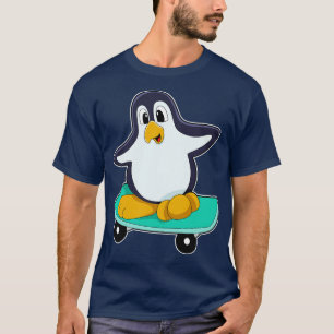Pinguïn als Skater op skateboard T-shirt