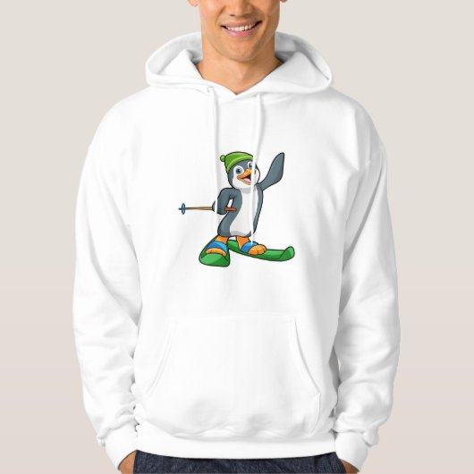 Pinguïn als skiër en Pet Hoodie (Voorkant)