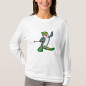 Pinguïn als skiër en Pet T-shirt (Voorkant)