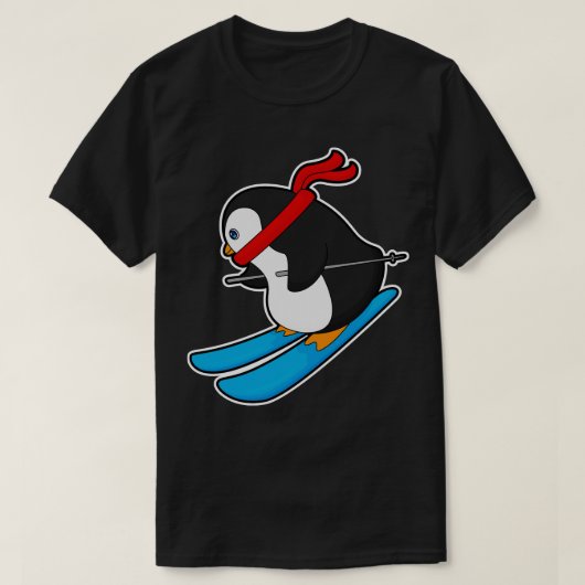 Pinguïn als skiër met ski 1 t-shirt (Design voorkant)
