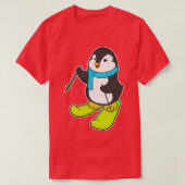 Pinguïn als skiër met ski 2 t-shirt (Design voorkant)
