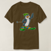 Pinguïn als skiër met ski-Pet T-shirt (Design voorkant)