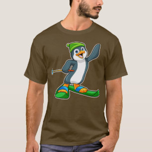 Pinguïn als skiër met ski-Pet T-shirt