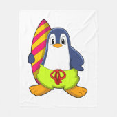 Pinguïn als Surfer met surfboard Fleece Deken (Voorkant)