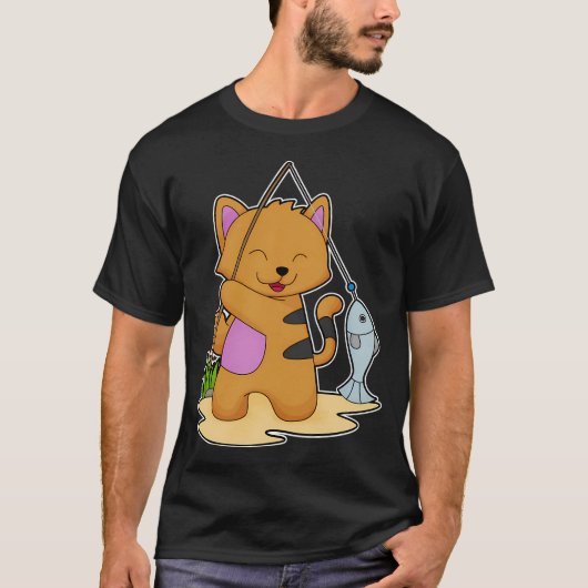 Pinguïn als visser met vis t-shirt (Voorkant)