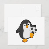 Pinguïn als voetballer met voetbal briefkaart (Voorkant / Achterkant)