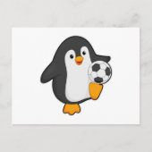 Pinguïn als voetballer met voetbal briefkaart (Voorkant)
