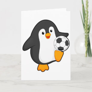 Pinguïn als Voetbalspeler Met Voetbal T Shirt  Kaart