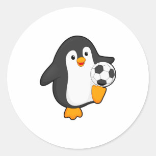 Pinguïn als Voetbalspeler Met Voetbal T-shirt Ronde Sticker