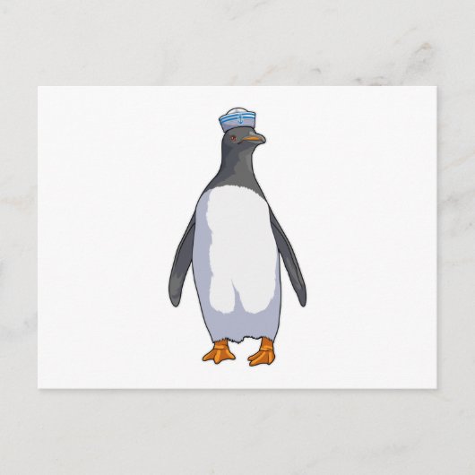 Pinguïn als zeiler met hoed briefkaart (Voorkant)
