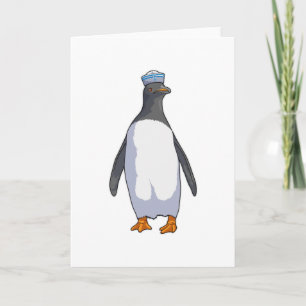 Pinguïn als zeiler met hoed kaart