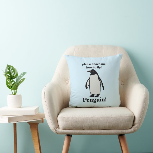 Pinguïn Alsjeblieft Leer Me Vliegen Grappige Pingu Kussen (Stoel)