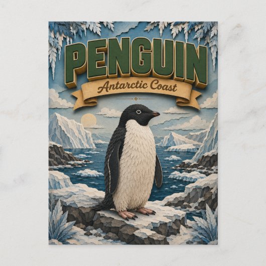 Pinguïn Antarctische Kust POPCUT Briefkaart (Voorkant)