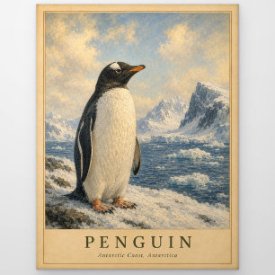 Pinguïn Antarctische Kust VINTAGE Briefkaart