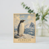 Pinguïn Antarctische Kust VINTAGE Briefkaart (Staand voorkant)