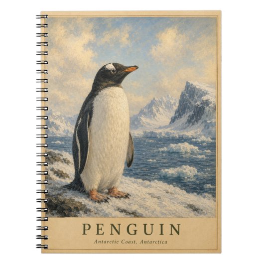 Pinguïn Antarctische Kust VINTAGE Notitieboek (Voorkant)