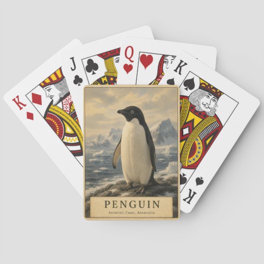Pinguïn Antarctische Kust VINTAGE Pokerkaarten (Achterkant)