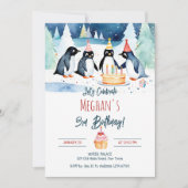 Pinguïn arctische winterverjaardag bewerkbare sjab kaart (Voorkant)